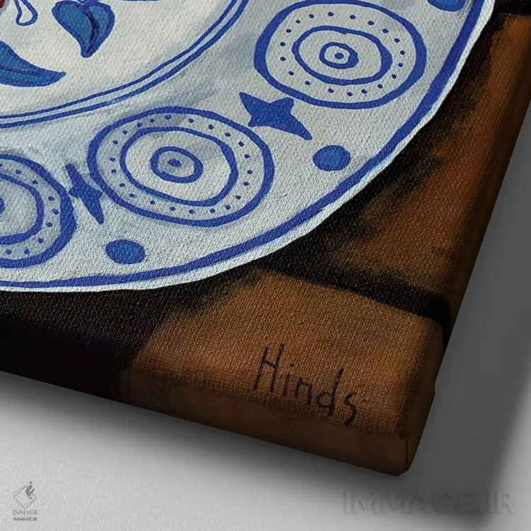 تابلو سیبها در کاسه اثر دیویدای هینْدز - نمای نزدیک بافت بوم