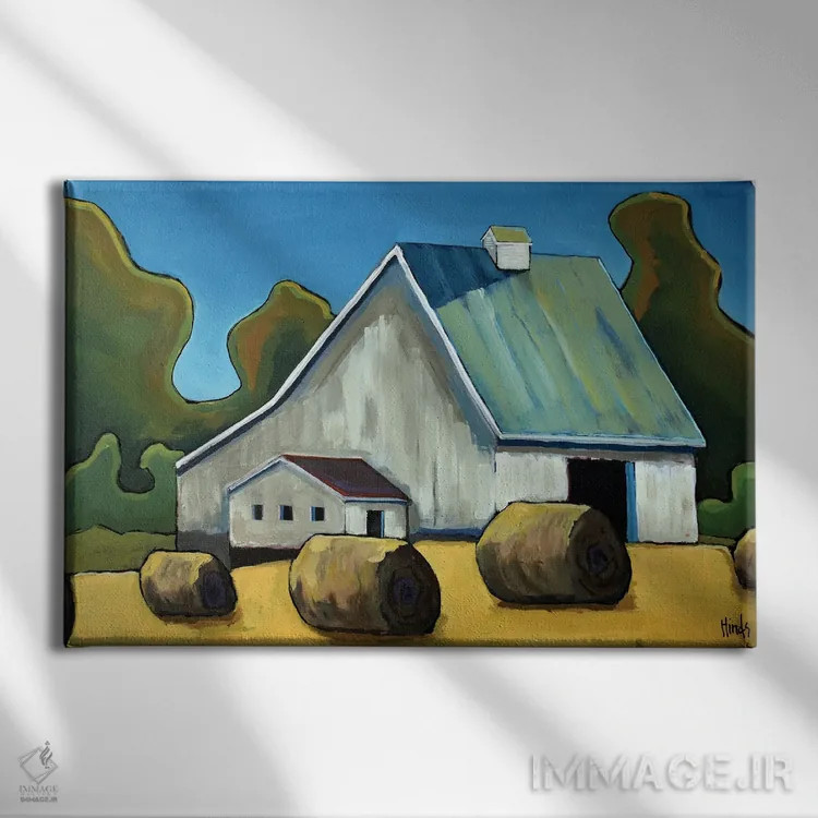 تابلو انبار سفید قدیمی اثر دیویدای هینْدز - نمای روبهرو روی دیوار