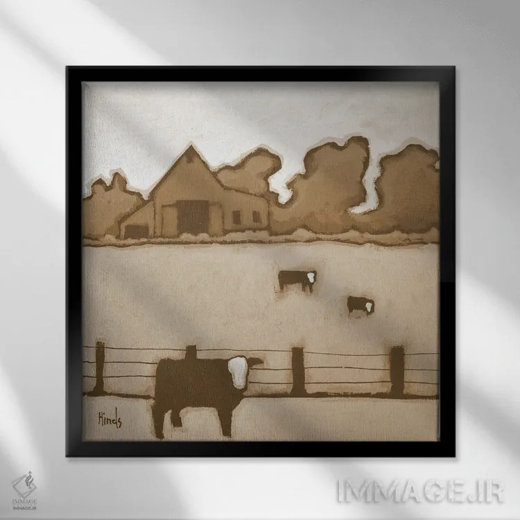 تابلو در مرتع طلایی اثر دیویدای هینْدز - نمای قابدار مشکی