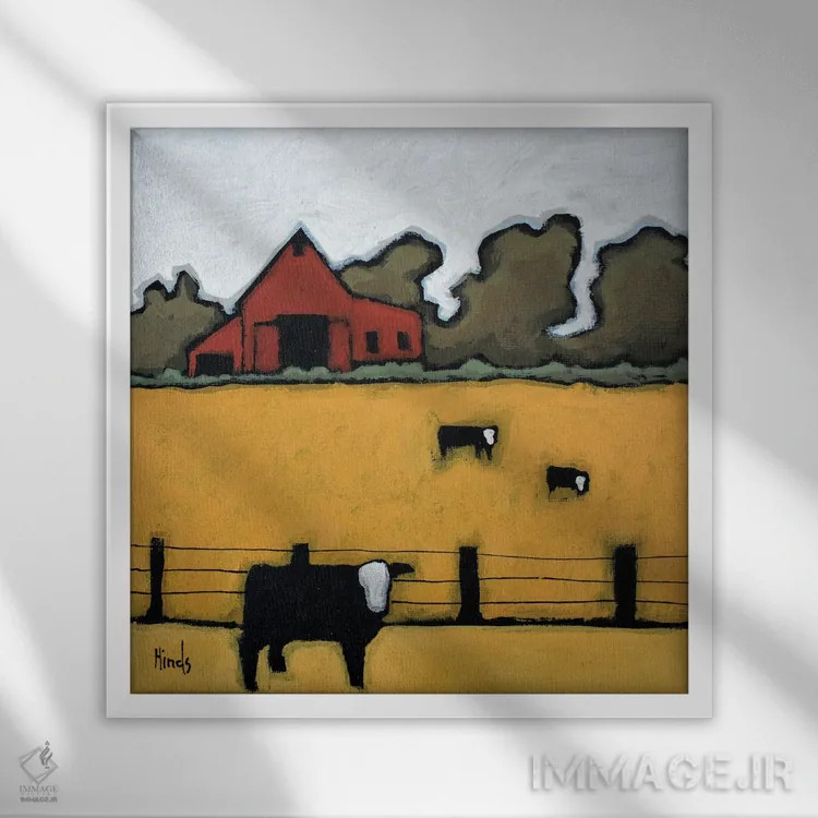 تابلو در مرتع طلایی اثر دیویدای هینْدز - نمای قابدار سفید