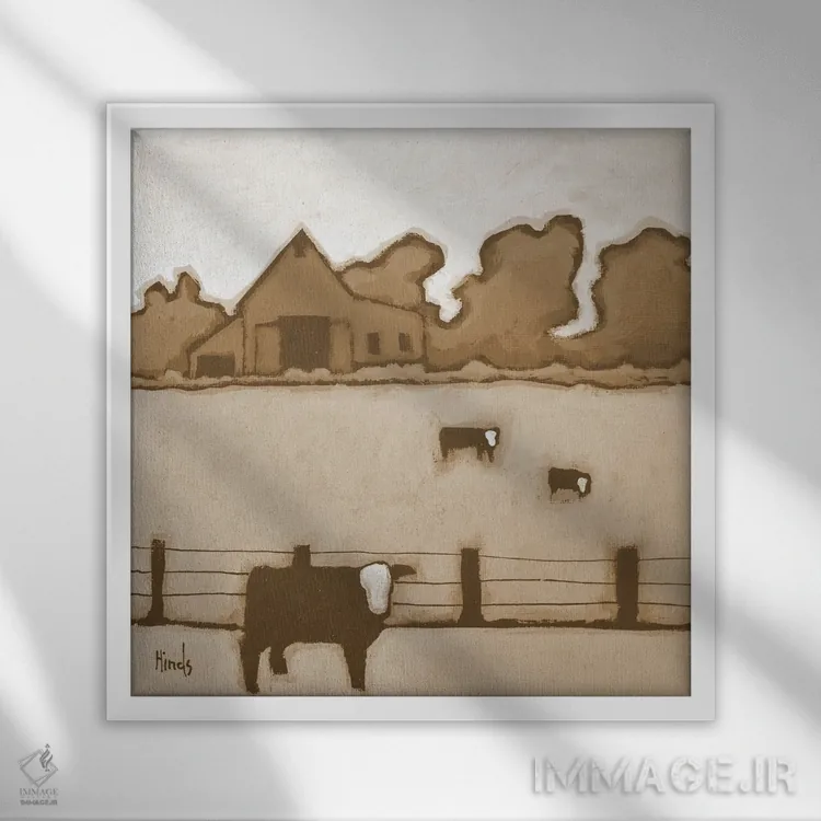 تابلو در مرتع طلایی اثر دیویدای هینْدز - نمای قابدار سفید