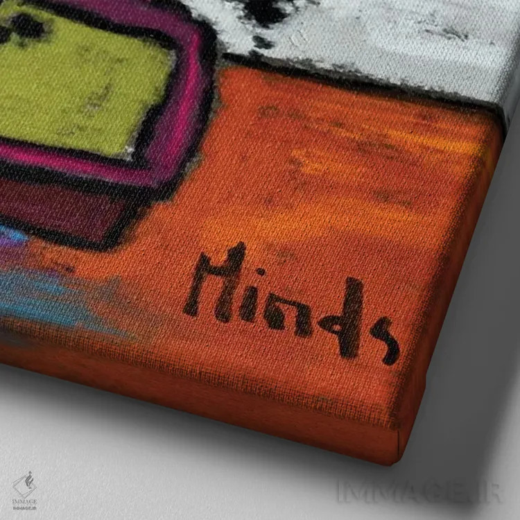 تابلو گربه سیاه در جعبه خاک اثر دیویدای هینْدز - نمای نزدیک بافت بوم