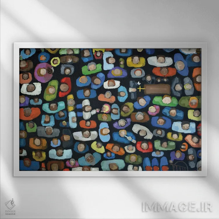 تابلو دنیای جدید اثر دیویدای هینْدز - نمای قابدار سفید