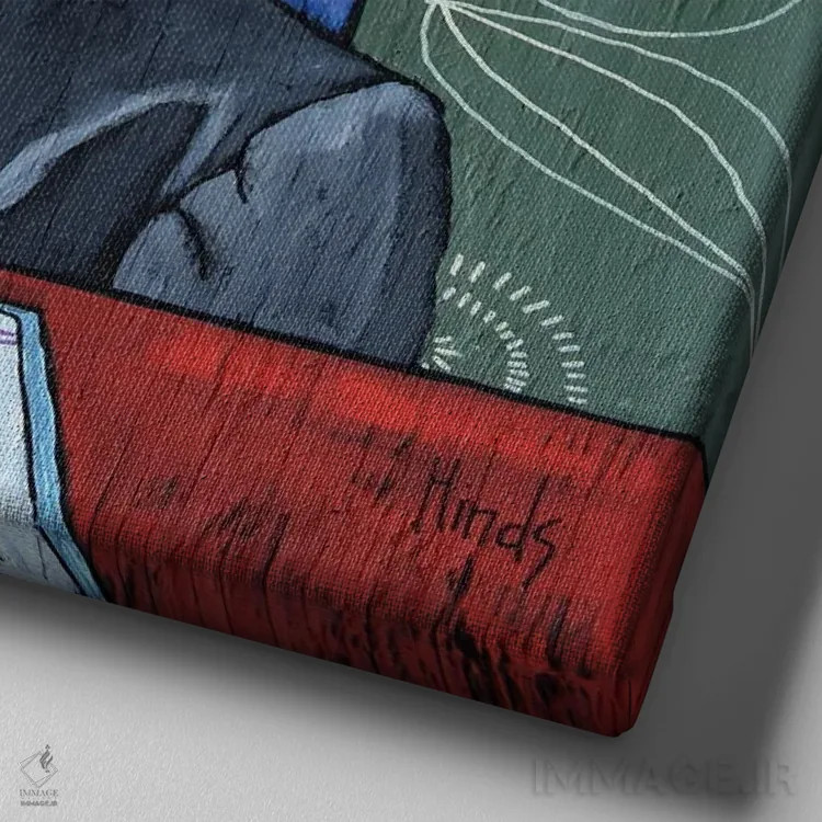 تابلو گربه لینکلن و کیک بادام مری تاد اثر دیویدای هینْدز - نمای نزدیک بافت بوم