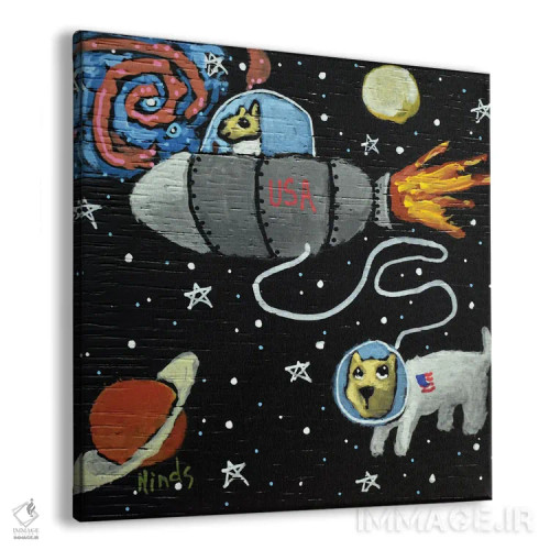 تابلو سگها در فضا اثر دیویدای هینْدز - نمای پرسپکتیو محصول
