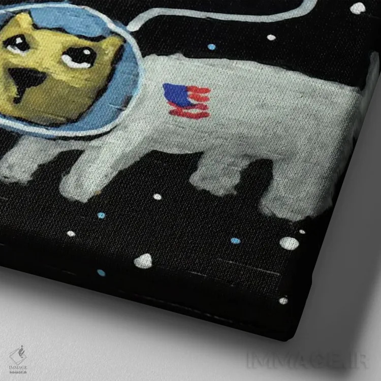 تابلو سگها در فضا اثر دیویدای هینْدز - نمای نزدیک بافت بوم