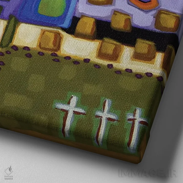 تابلو و زندگی ادامه دارد اثر دیویدای هینْدز - نمای نزدیک بافت بوم