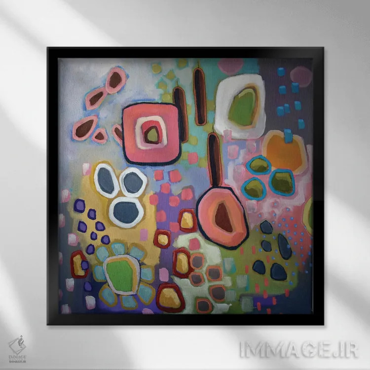 تابلو میخهای مربع و سوراخهای گرد (تفاوتها یا تناقضها) اثر دیویدای هینْدز - نمای قابدار مشکی