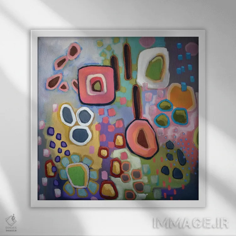 تابلو میخهای مربع و سوراخهای گرد (تفاوتها یا تناقضها) اثر دیویدای هینْدز - نمای قابدار سفید