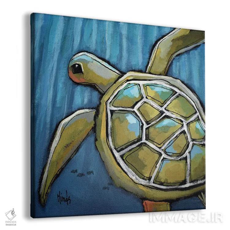 تابلو لاکپشت دریایی کوچک اثر دیویدای هینْدز - نمای پرسپکتیو محصول