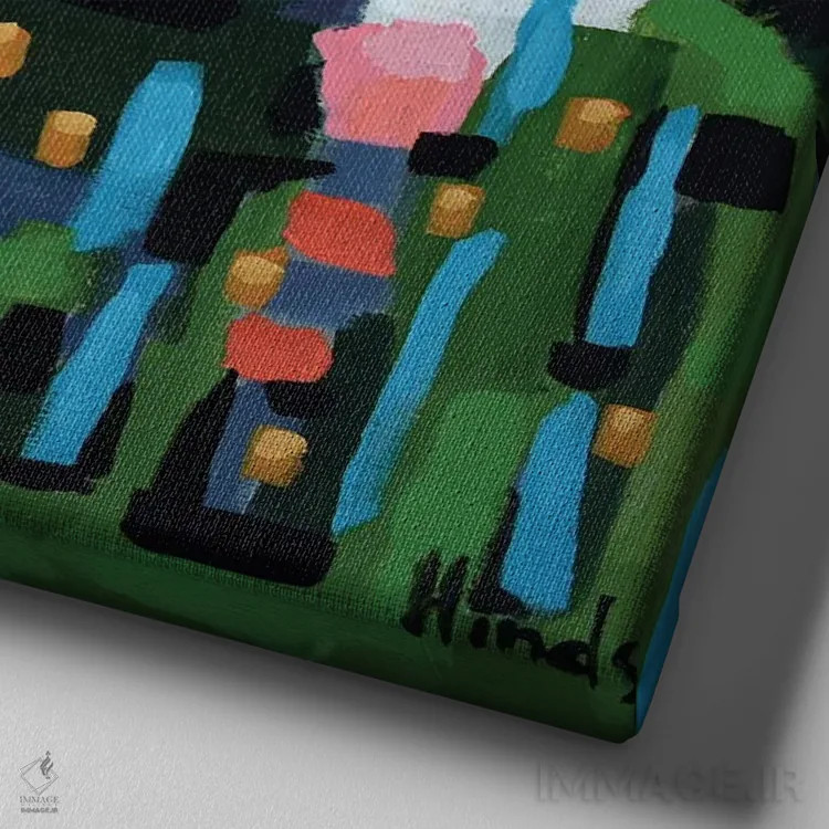 تابلو گلهای وحشی کالیفرنیا اثر دیویدای هینْدز - نمای نزدیک بافت بوم