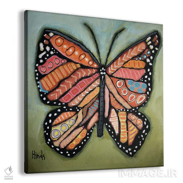 تابلو پروانه مونارک انتزاعی اثر دیویدای هینْدز - نمای پرسپکتیو محصول