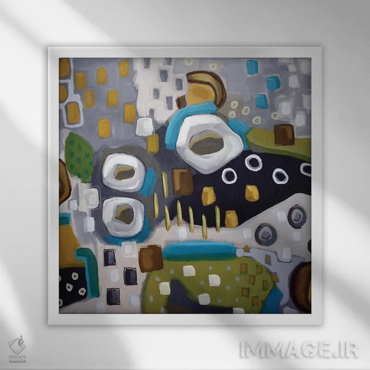 تابلو روی خاکستری اثر دیویدای هینْدز - نمای قابدار سفید