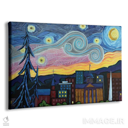 تابلو شب پرستاره بالای اسپرینگفیلد، ایلینوی اثر دیویدای هینْدز - نمای پرسپکتیو محصول
