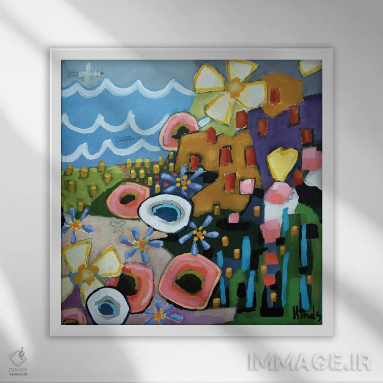 تابلو گلهای وحشی کالیفرنیا اثر دیویدای هینْدز - نمای قابدار سفید