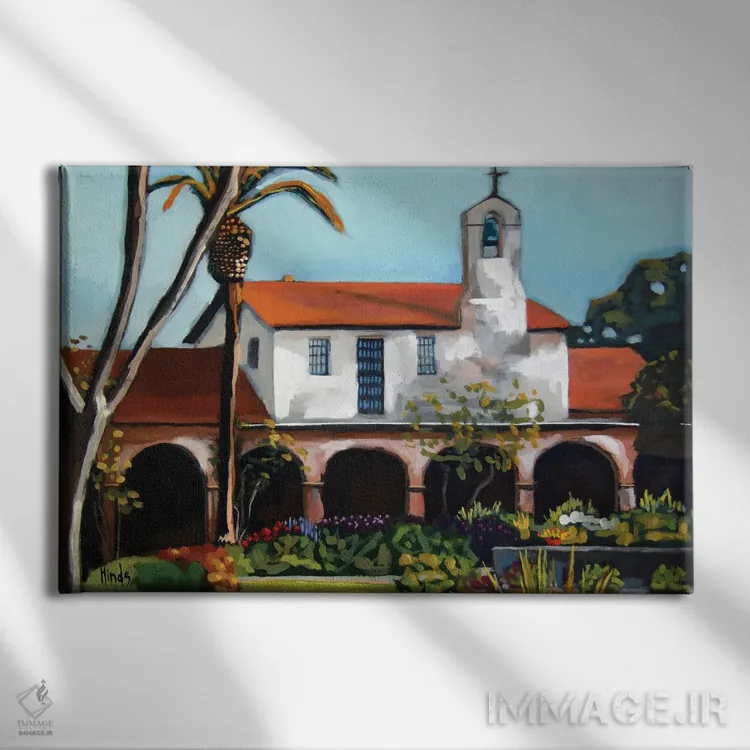 تابلو ماموریت سن خوآن کاپистрانو دو اثر دیویدای هینْدز - نمای روبهرو روی دیوار