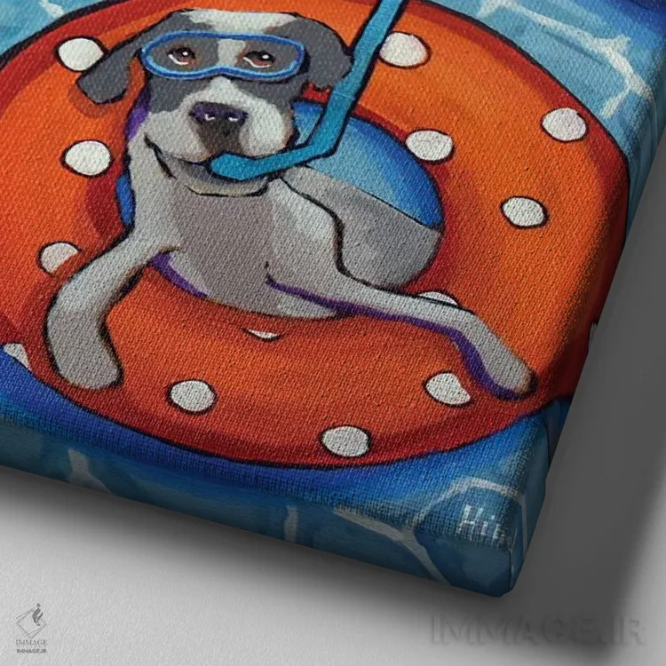 تابلو این یک مهمانی استخر است اثر دیویدای هینْدز - نمای نزدیک بافت بوم