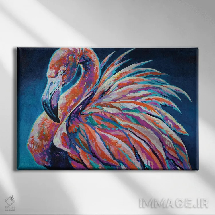 تابلو برکه فلامینگو اثر دریک هیگینز - نمای روبهرو روی دیوار