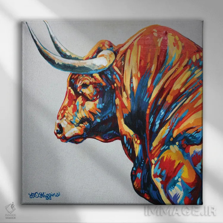 تابلو تورو (گاوی اسپانیایی) اثر دریک هیگینز - نمای روبهرو روی دیوار