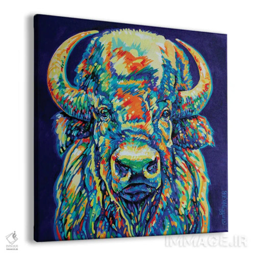 تابلو بایسون شاخدار بزرگ اثر دریک هیگینز - نمای پرسپکتیو محصول
