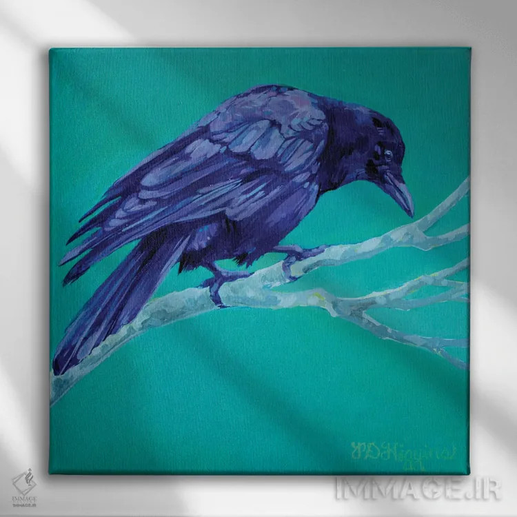 تابلو کلاغ توس اثر دریک هیگینز - نمای روبهرو روی دیوار