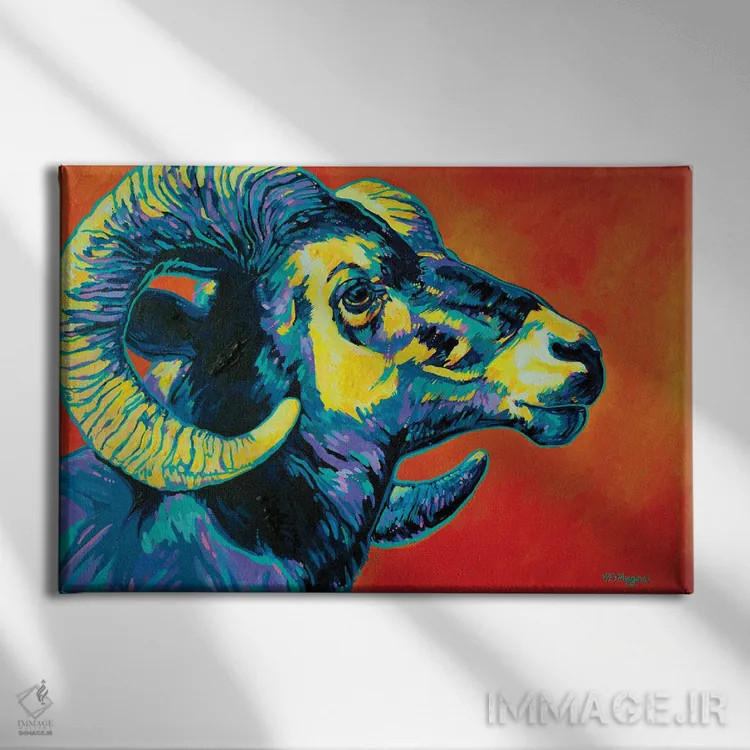 تابلو شاخ بزرگ (حیوان کل یا قوچ کوهی) اثر دریک هیگینز - نمای روبهرو روی دیوار