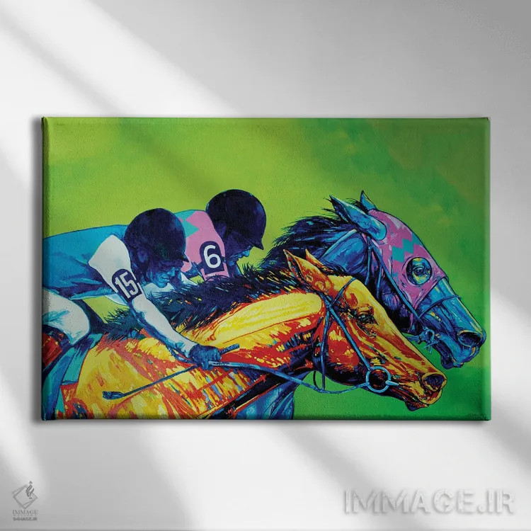 تابلو مسابقه اسبدوانی اثر دریک هیگینز - نمای روبهرو روی دیوار