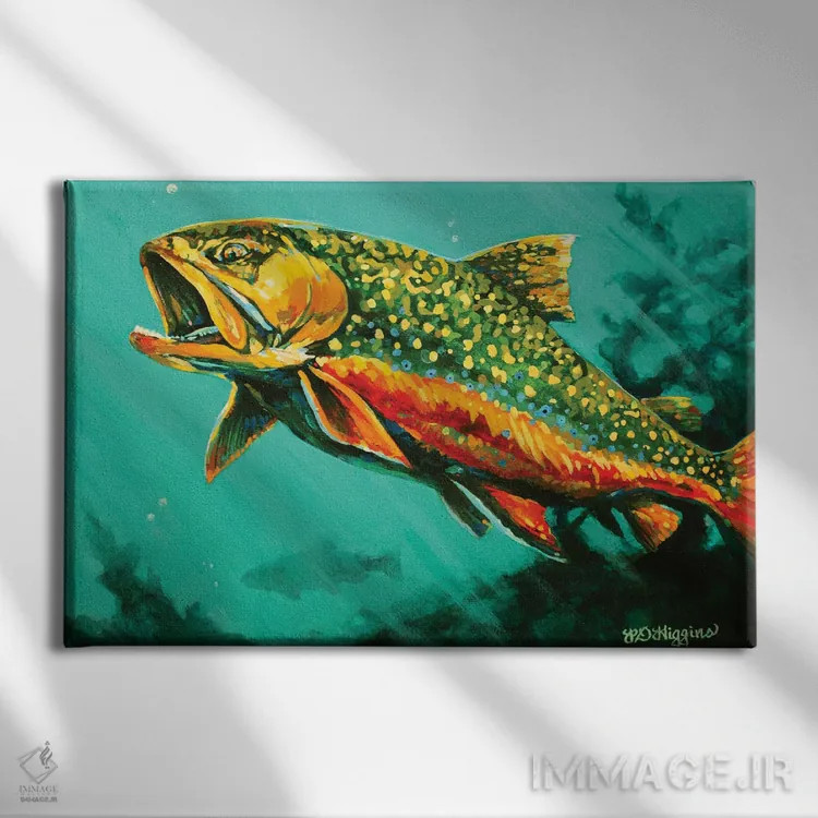 تابلو قزلآلای آب شفاف اثر دریک هیگینز - نمای روبهرو روی دیوار