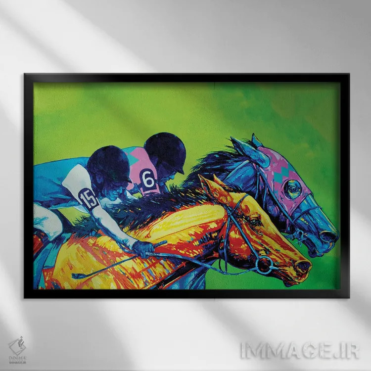 تابلو مسابقه اسبدوانی اثر دریک هیگینز - نمای قابدار مشکی