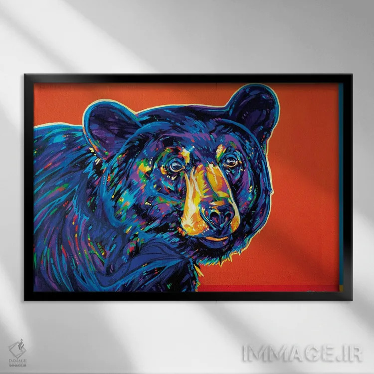 تابلو خرس بلککومب اثر دریک هیگینز - نمای قابدار مشکی