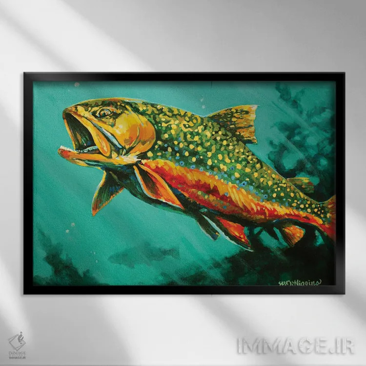 تابلو قزلآلای آب شفاف اثر دریک هیگینز - نمای قابدار مشکی