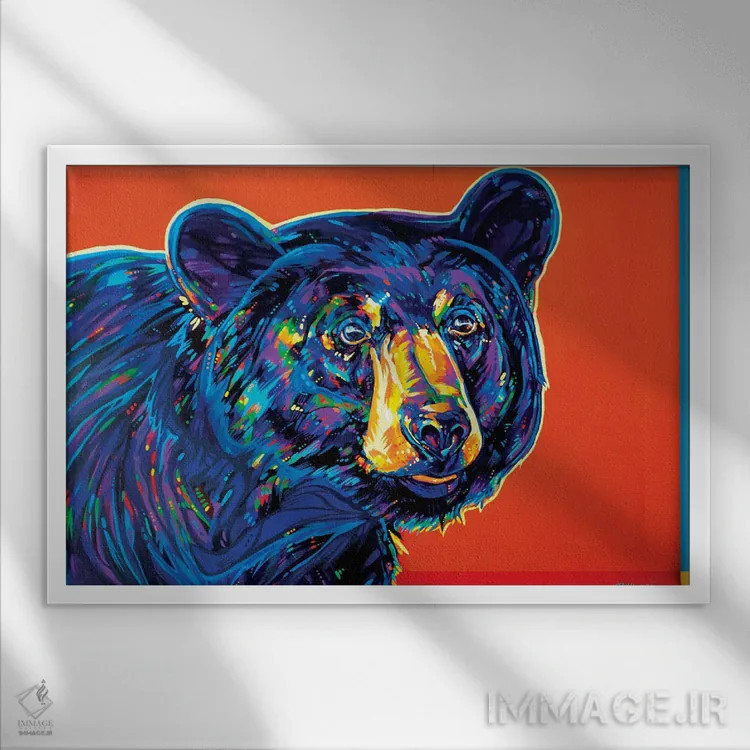 تابلو خرس بلککومب اثر دریک هیگینز - نمای قابدار سفید