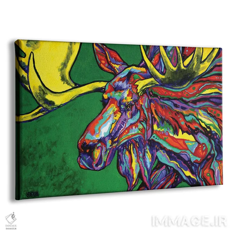 تابلو گوزن شمالی نر (الک) اثر دریک هیگینز - نمای پرسپکتیو محصول