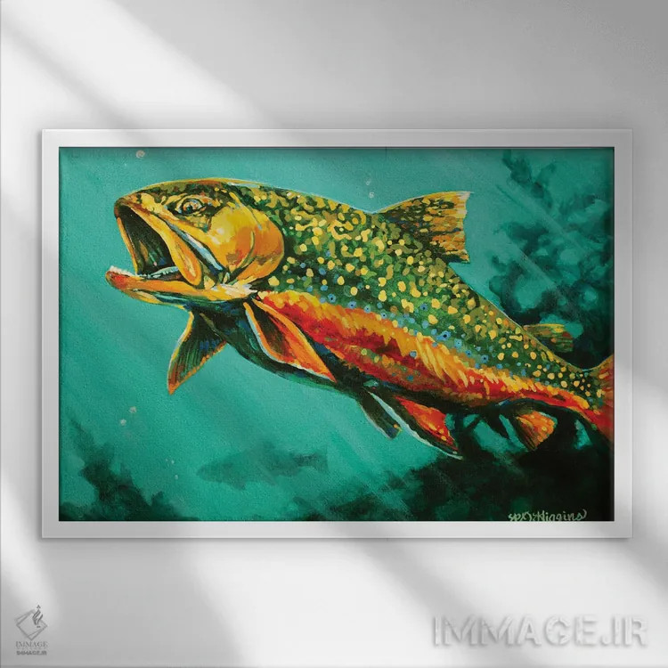 تابلو قزلآلای آب شفاف اثر دریک هیگینز - نمای قابدار سفید