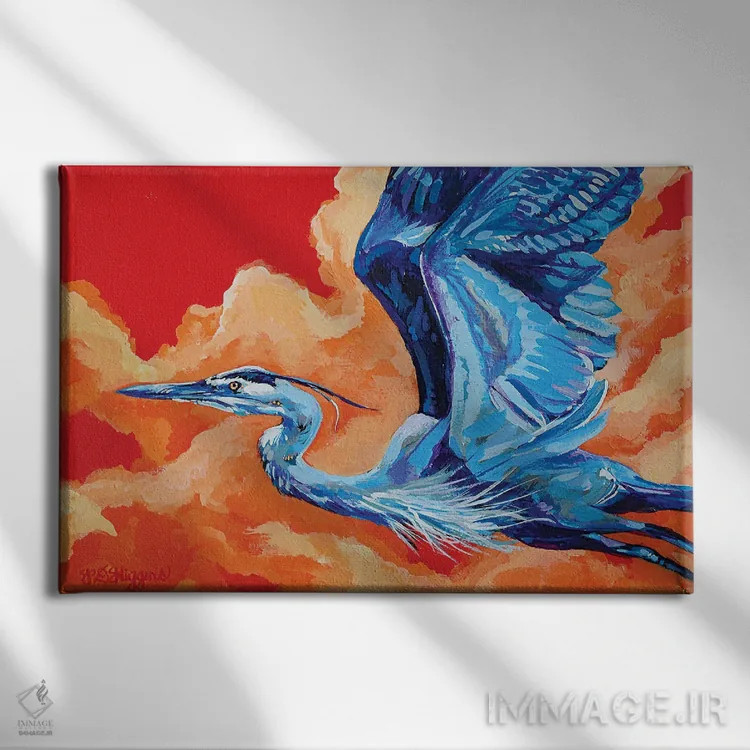 تابلو آتش در آسمان اثر دریک هیگینز - نمای روبهرو روی دیوار