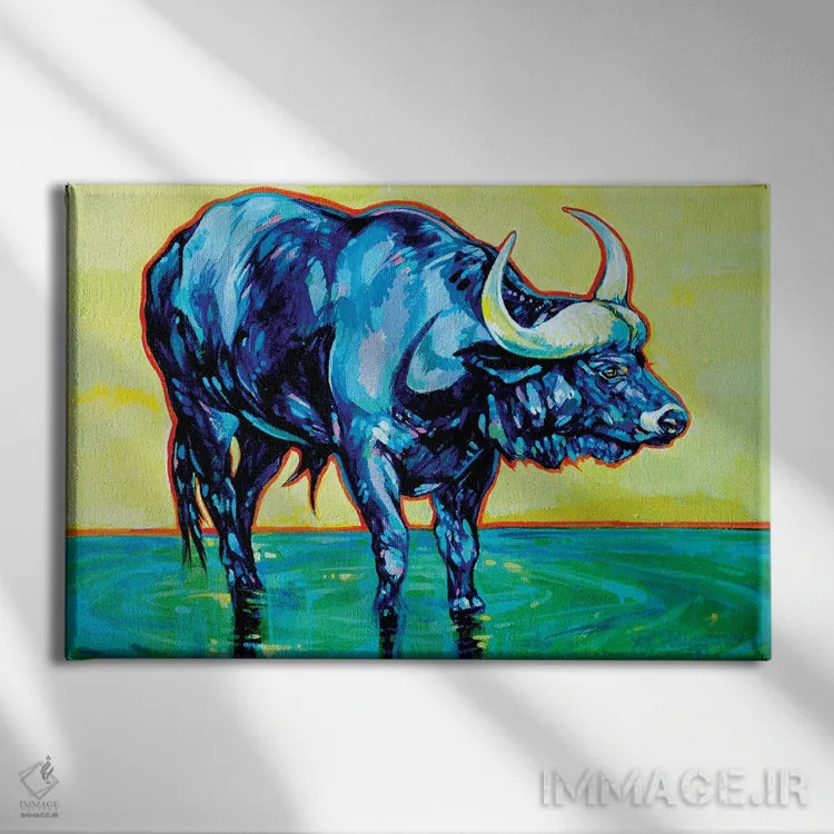 تابلو گاومیش دماغه کروگر اثر دریک هیگینز - نمای روبهرو روی دیوار