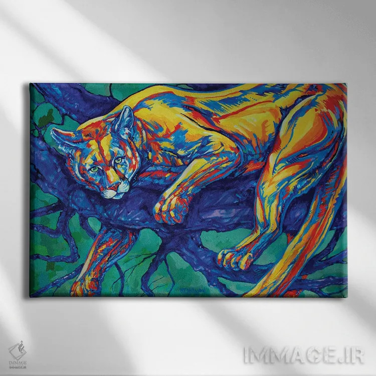 تابلو پوما (گربهوحشی آمریکایی) اثر دریک هیگینز - نمای روبهرو روی دیوار
