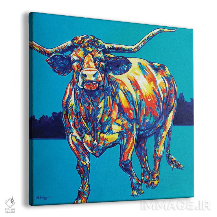 تابلو شتردار تگزاس (گاو شاخبلند تگزاس) اثر دریک هیگینز - نمای پرسپکتیو محصول