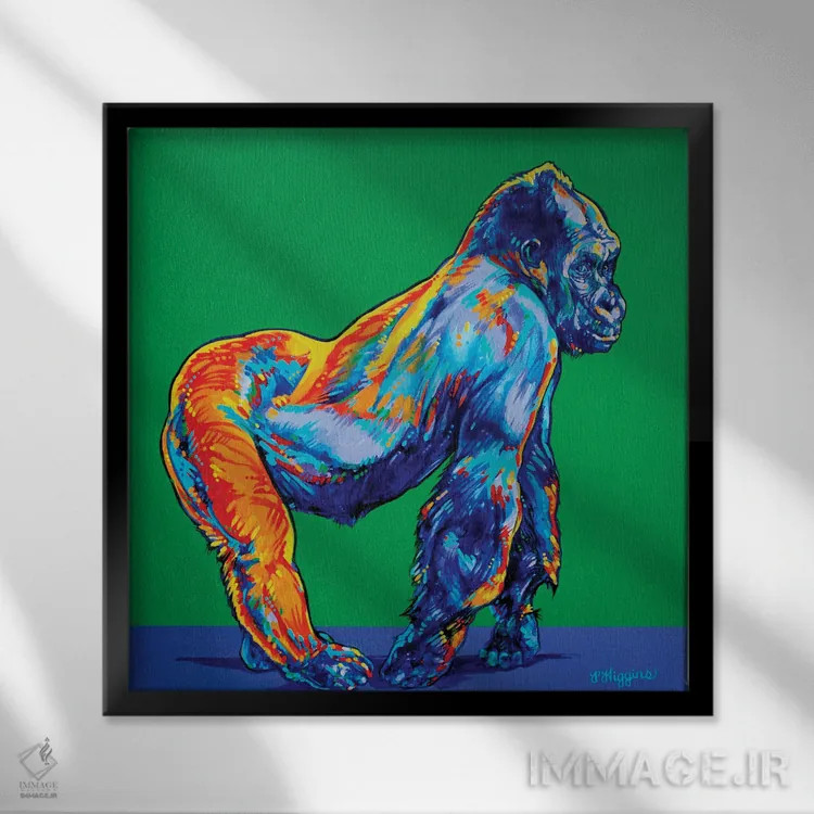 تابلو گوریل اثر دریک هیگینز - نمای قابدار مشکی