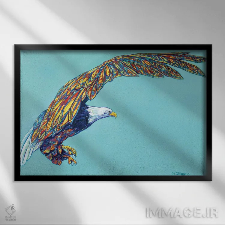 تابلو پرواز عقاب اثر دریک هیگینز - نمای قابدار مشکی