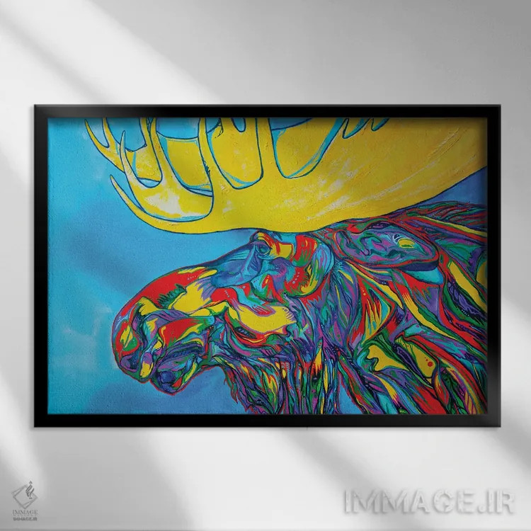تابلو مِگاموس/گوزن شمالی عظیم اثر دریک هیگینز - نمای قابدار مشکی