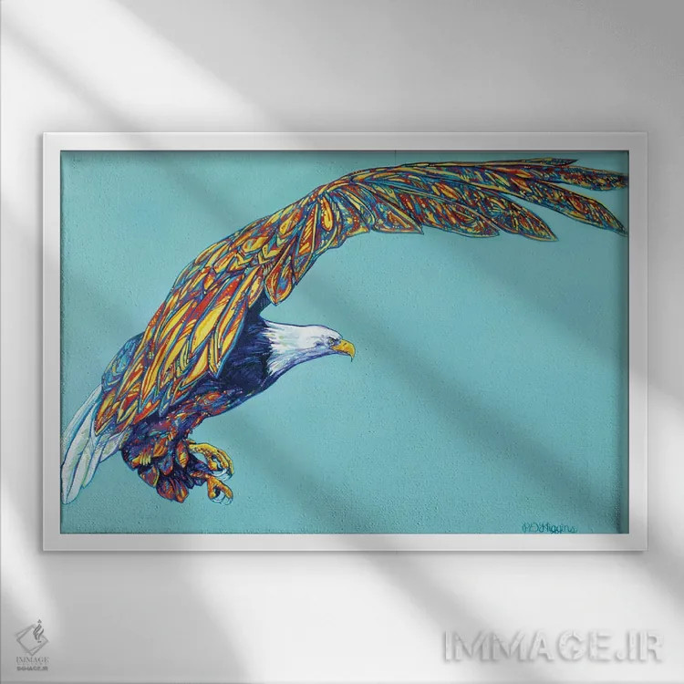 تابلو پرواز عقاب اثر دریک هیگینز - نمای قابدار سفید