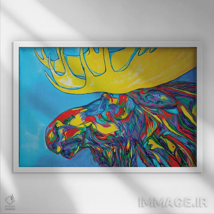 تابلو مِگاموس/گوزن شمالی عظیم اثر دریک هیگینز - نمای قابدار سفید