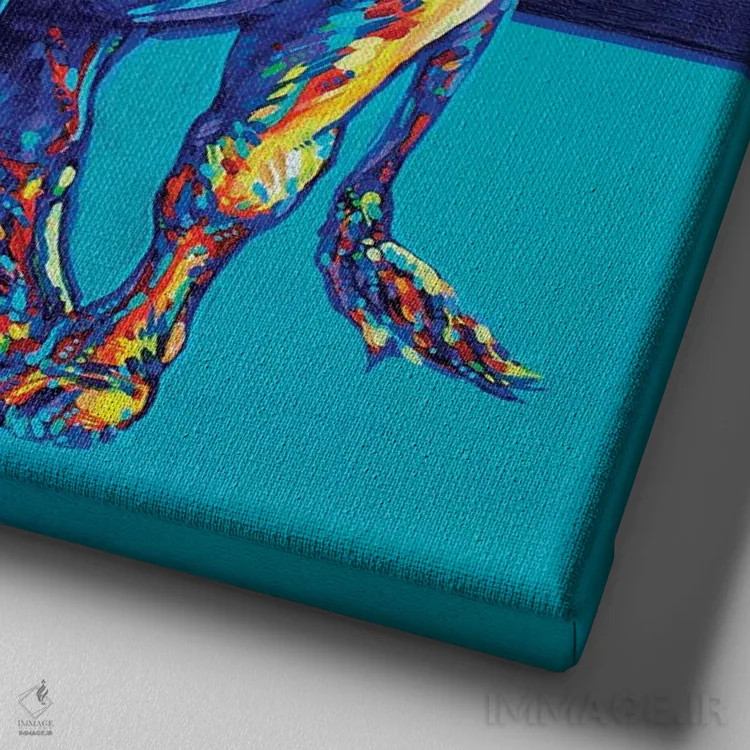 تابلو شتردار تگزاس (گاو شاخبلند تگزاس) اثر دریک هیگینز - نمای نزدیک بافت بوم