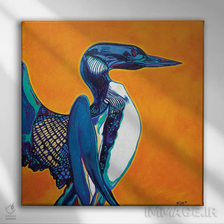 تابلو لوئن (پرنده آبی) اثر دریک هیگینز - نمای روبهرو روی دیوار