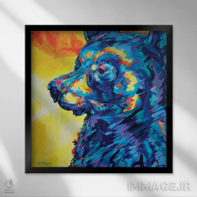 تابلو خرس دریاچه نیتا اثر دریک هیگینز - نمای قابدار مشکی