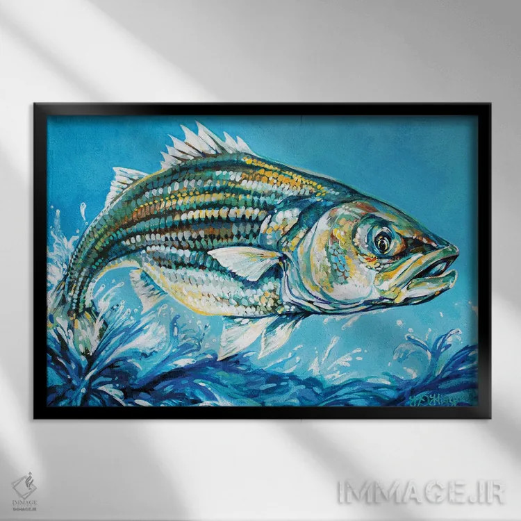 تابلو جَک پرنده بس (ماهی راهراه) اثر دریک هیگینز - نمای قابدار مشکی