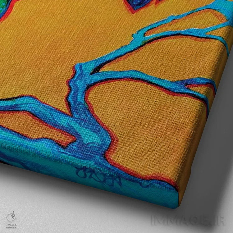 تابلو خروس نشسته بر جایگاه اثر دریک هیگینز - نمای نزدیک بافت بوم