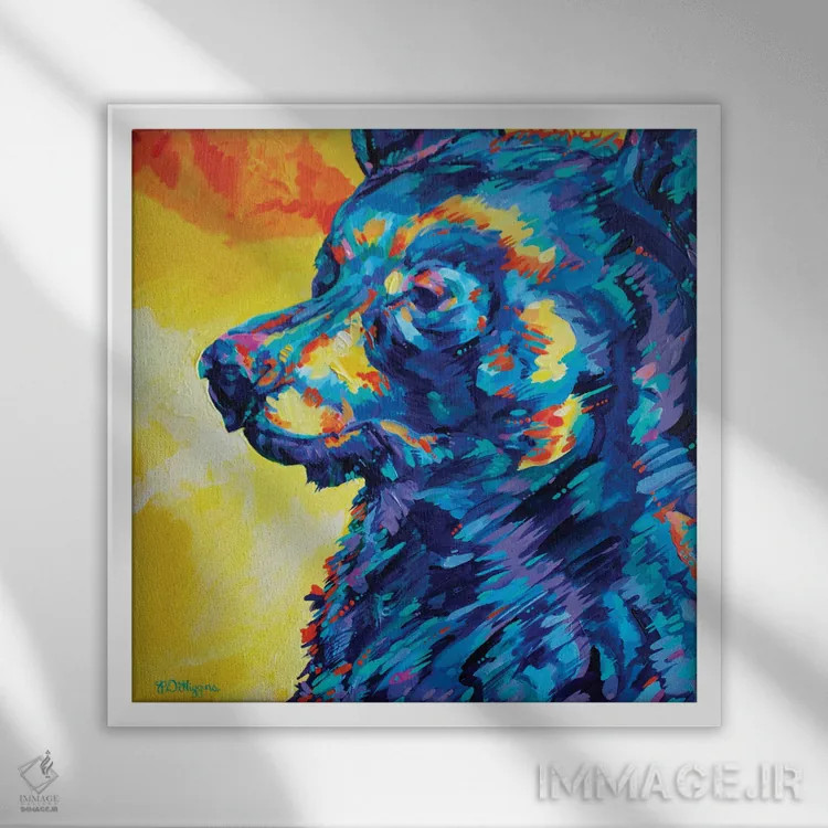 تابلو خرس دریاچه نیتا اثر دریک هیگینز - نمای قابدار سفید