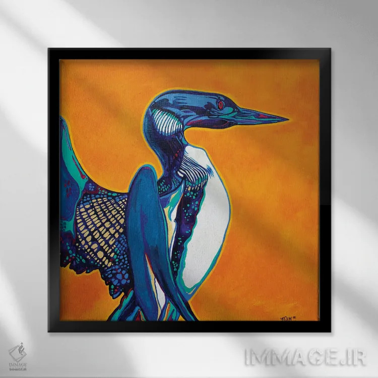 تابلو لوئن (پرنده آبی) اثر دریک هیگینز - نمای قابدار مشکی